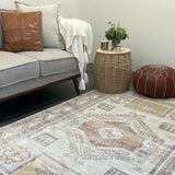 Madison Light Grey Terracotta Aztec Medallion Rug