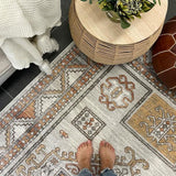 Madison Light Grey Terracotta Aztec Medallion Rug
