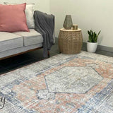 Madison Peach Ivory Faded Vintage Medallion Rug