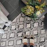 Metropolitan Maisie Ivory Black Geometric Diamonds Rug