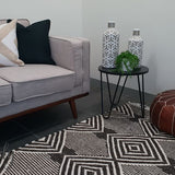 Bohemian Brown Charcoal Diamond Hand-Loomed Textured Rug