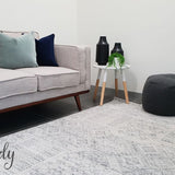 Mystique Silver White Vintage Patterned Rug