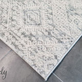 Mystique Silver White Vintage Patterned Rug