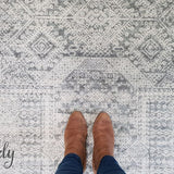 Mystique Silver White Vintage Patterned Rug