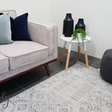 Mystique Silver White Vintage Patterned Rug