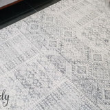Mystique Silver White Vintage Patterned Rug