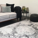 Maya Charcoal Grey Medallion Transitional Rug