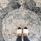 Maya Charcoal Grey Medallion Transitional Rug