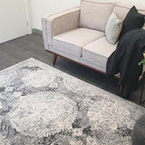 Maya Charcoal Grey Medallion Transitional Rug