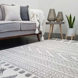 Mystique Grey and White Tribal Imprints Rug