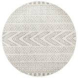 Mystique Grey and White Tribal Imprints Round Rug
