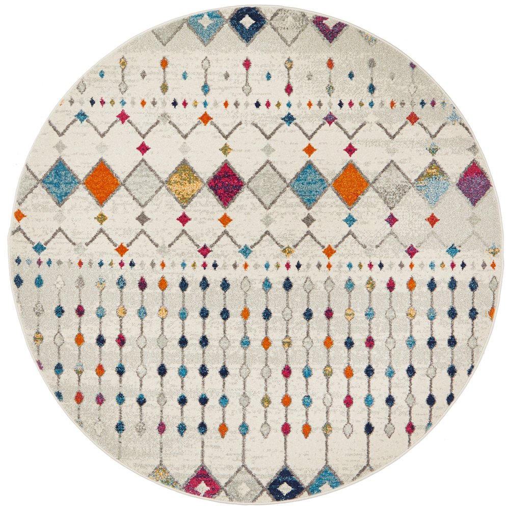 Mystique Multicoloured Tribal Pattern Round Rug