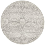 Mystique Silver White Suzani Prints Transitional Round Rug