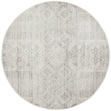 Mystique Silver White Vintage Patterned Round Rug