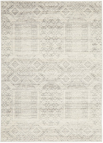 Mystique Silver White Vintage Patterned Rug