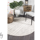 Heaven Grey Tribal Diamond Pattern Round Rug