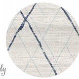 Heaven Blue Grey Abstract Diamond Round Rug