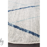 Heaven Blue Grey Abstract Diamond Round Rug