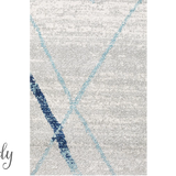 Heaven Blue Grey Abstract Diamond Round Rug
