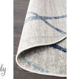 Heaven Blue Grey Abstract Diamond Round Rug