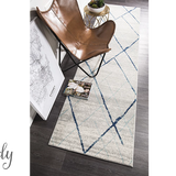 Heaven Blue Grey Abstract Diamond Hallway Runner