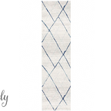 Heaven Blue Grey Abstract Diamond Hallway Runner