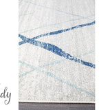 Heaven Blue Grey Abstract Diamond Hallway Runner