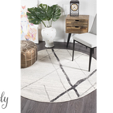 Heaven Grey Abstract Diamond Round Rug