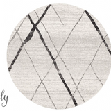 Heaven Grey Abstract Diamond Round Rug