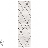 Heaven Grey Abstract Diamond Hallway Runner