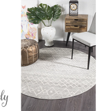 Heaven Grey Diamond Tribal Round Rug