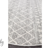 Heaven Grey Diamond Tribal Round Rug