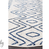 Heaven Ivory Blue Tribal Pattern Round Rug