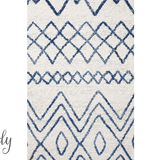 Heaven Ivory Blue Tribal Pattern Round Rug