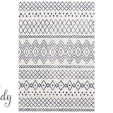 Heaven Ivory Blue Tribal Pattern Hallway Runner