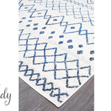 Heaven Ivory Blue Tribal Pattern Hallway Runner