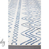 Heaven Ivory Blue Tribal Pattern Hallway Runner