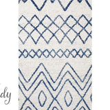 Heaven Ivory Blue Tribal Pattern Hallway Runner