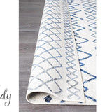 Heaven Ivory Blue Tribal Pattern Hallway Runner
