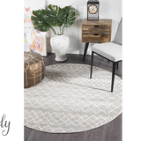 Heaven Silver Tribal Diamond Round Rug