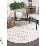 Heaven Ivory Grey Tribal Diamond Round Rug