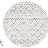 Heaven Ivory Grey Tribal Diamond Round Rug