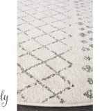 Heaven Ivory Grey Tribal Diamond Round Rug