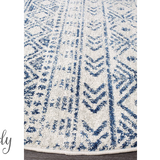 Heaven Blue Ivory Tribal Diamond Round Rug