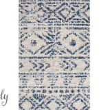 Heaven Blue Ivory Tribal Diamond Round Rug