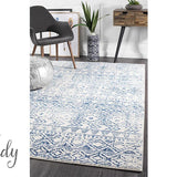 Heaven Blue Ivory Tribal Diamond Rug