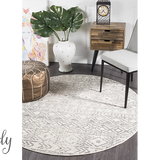 Heaven Grey Tribal Geometric Diamond Round Rug