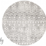Heaven Grey Tribal Geometric Diamond Round Rug