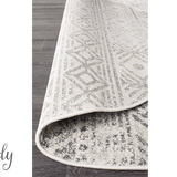 Heaven Grey Tribal Geometric Diamond Round Rug
