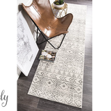 Heaven Grey Tribal Geometric Diamond Hallway Runner